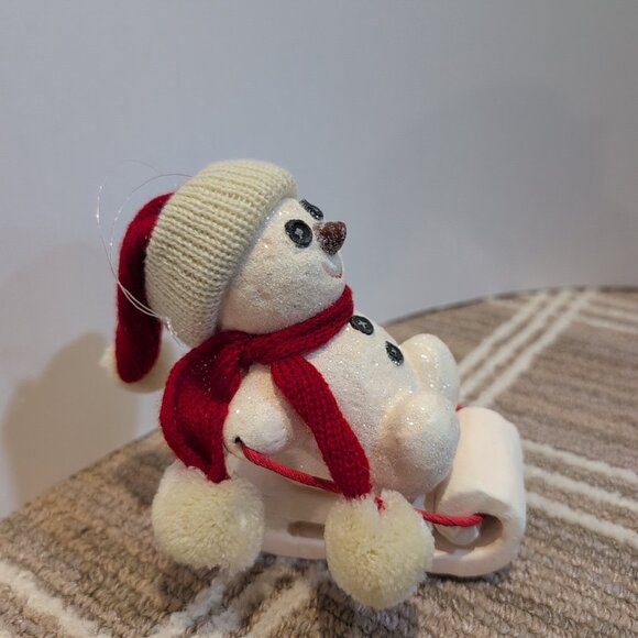 Dept Department 56 BILLY BUTTONS Snowman on Sled Figure Christmas Ornament - Picture 3 of 6